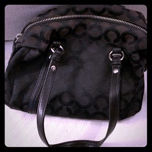 Authentic Used Coach Julia Op Art Black Satchel